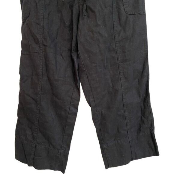 Jaquline Design Black Studio Linen Pants With Pockets and Draw Strig Lounge Pant - Picture 3 of 9